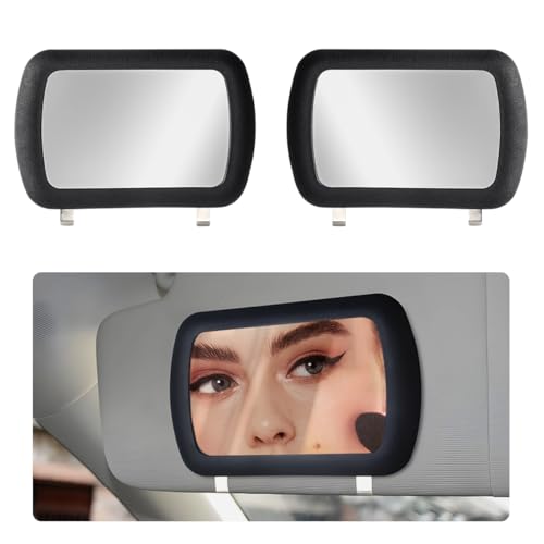 2 PCS Car Sun Visor Vanity Mirror, Clip on Sun Shading Makeup Mirror Interior Rear View Mirror, Clear Visor Cosmetic Vanity Mirror for Most Cars Trucks SUVs, Car Accessories - color: 2 PCS
