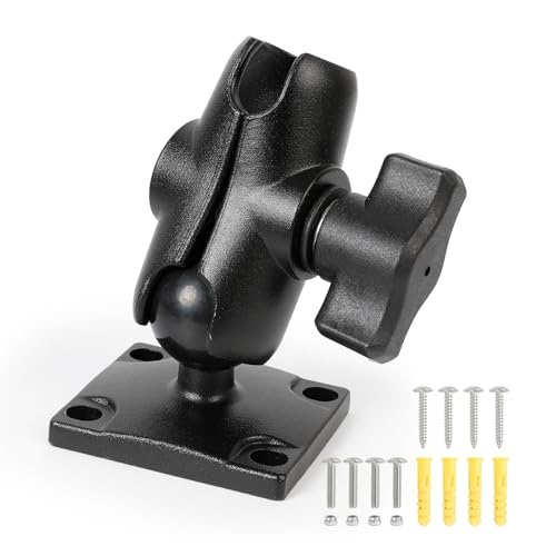 1" Ball Mount with Aluminum Alloy Square Plate & Short Double Socket Arm, Universal Electronic Device Mounting Base with AMPS Holes for Garmin, for RAM Mounts - style: Square Base w 2.36" Arm