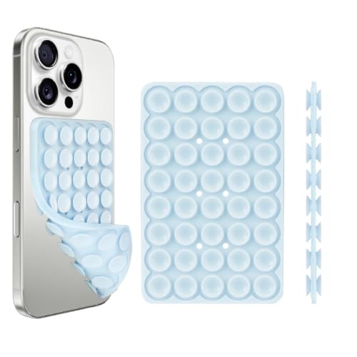 Giumel 1 Pack Silicone Suction Cup Phone Case Mount Double Sided, Phone Accessories Hands-Free Strong Grip Holder for Selfies and Videos, Silicon Phone Stand Sticky for iPhone and Android Light Blue - color: 1 Pack Light Blue Double Sided