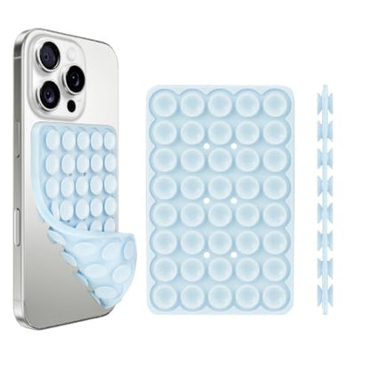 Giumel 1 Pack Silicone Suction Cup Phone Case Mount Double Sided, Phone Accessories Hands-Free Strong Grip Holder for Selfies and Videos, Silicon Phone Stand Sticky for iPhone and Android Light Blue - color: 1 Pack Light Blue Double Sided