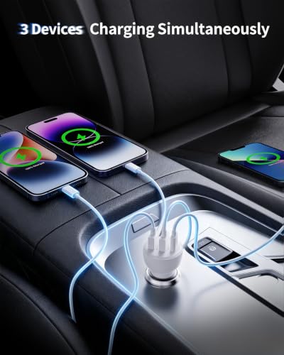 3-Port 70W Fast Car Charger for iPhone 14 13 12 11 Pro Max SE XR XS X 8 7 6 - color: White