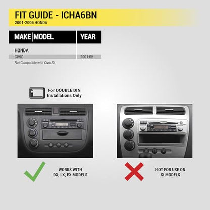 Scosche ICHA6BN Double DIN Radio Install Dash Kit Compatible with Select 2001-05 Honda Civic - Factory Radio Brackets Required - Complete Basic Car Stereo Installation Kit - Does Not Retain SWC - style: Complete Installation Kit