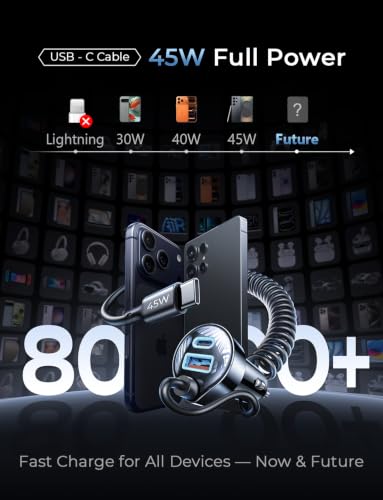 LISEN 90W for iPhone 17 16 15 Pro Max Car Charger USB C Fast Charge - color: Black-60inch