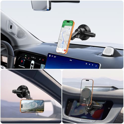 elitehood MagSafe Vacuum Suction Magnetic Car Phone Mount for Windshield - size: 6in Magnetic Suction Phone Mount
