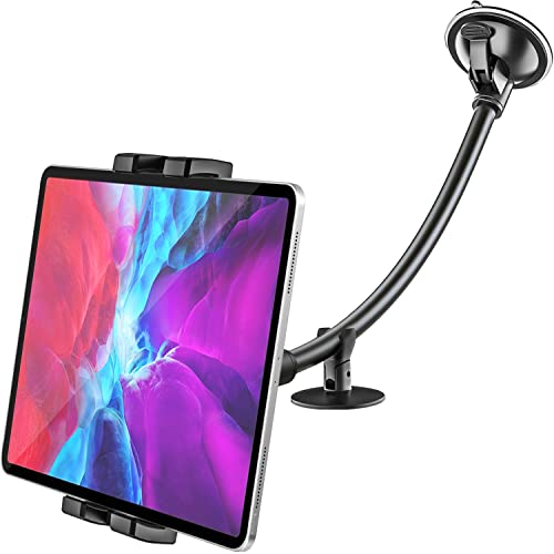 Windshield Car Tablet Mount, Car/Truck Window Dashboard Tablet Holder with Long Arm Suction Cup, Compatible with iPad Pro/Air/Mini, Galaxy Tab/Z Fold, iPhone, More 4-13" Cell Phones and Tablets
