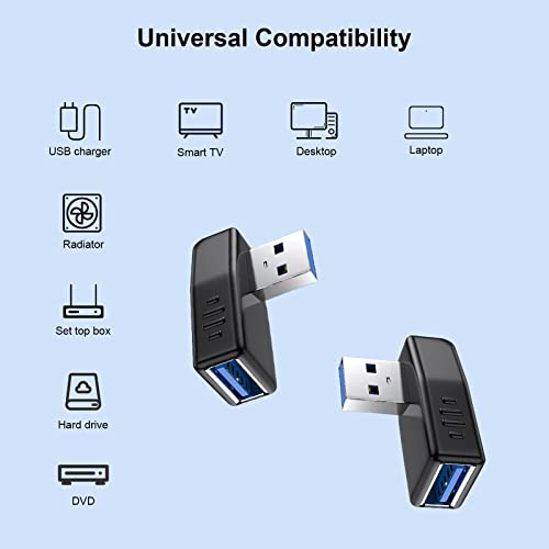 Oxsubor USB 3.0 Adapter 90 Degree Male to Female Coupler Connector Plug Left Angle and Right Angle - style: usb 3.0 adapter left and right