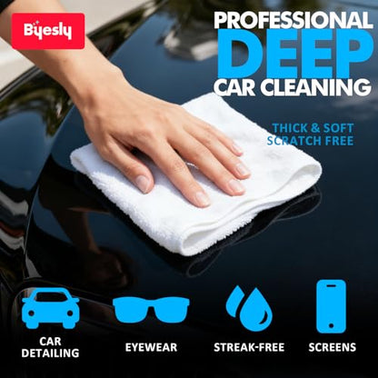 12-Pack Microfiber Cleaning Cloth, 11.5x11.5 Microfiber Towels for Cars, Dishes & House, for Detailers, Chefs & Efficient Home | Scratch-Free, Lint-Free, Ultra Absorbent(White) - color: White