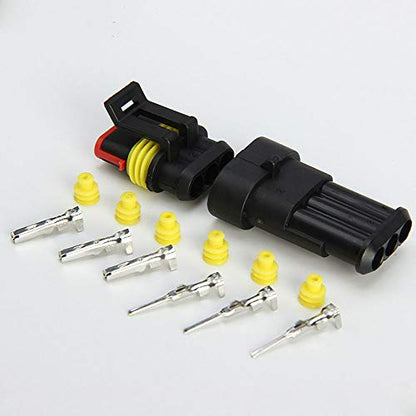 ZYTC 10 Kits 3 Pin Way Car Waterproof Wire Connector Plug Auto Electrical Wire Connectors AWG - size: 3 Pin