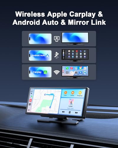Avylet 8.1'' Wireless Apple Carplay Screen for Car, Android Auto with Backup Camera, Portable Car Stereo Touchscreen with OTA/GPS Navigation/Mirror Link/Voice Control/Bluetooth/AUX/FM/WiFi | with Backup Camera, Portable Car Stereo Touchscreen with OTA/GPS