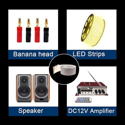 17-AWG Hidden Flat Speaker Wire Audio Cable (Wire(25 ft)+4 Connectors-C) - color: Wire(25 ft)+4 Connectors-C