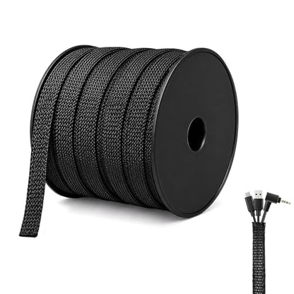 100 Feet - 3/8 Inch Braided Wire Loom PET Cable Loom Expandable Braided Sleeving Wire Sleeve for Automotive，TV, Computer, Home Theater, Black - size: 3/8'' - 100ft