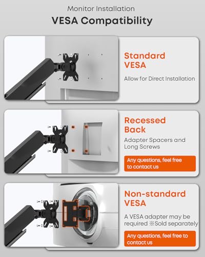 Heavy Duty Single Monitor Arm Wall Mount fits 27-45 Inch Flat/Ultrawide - size: 27 - 45 Inch, style: Single Arm