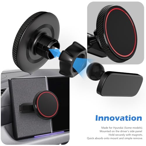 Designed for Hyundai Ioniq 5 Phone Mount, Magnetically Attaches to Metallic Dashboard for 2024 2025 Hyundai Sonata Kona & 2022-2025 Ioniq5 2026 Ioniq 9 [Compatible with MagSafe] - style: Magnetic