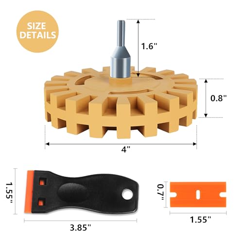 4in Decal Remover Eraser Wheel Kit Heat-Resistant Rubber Eraser Wheel - style: 4in slotted