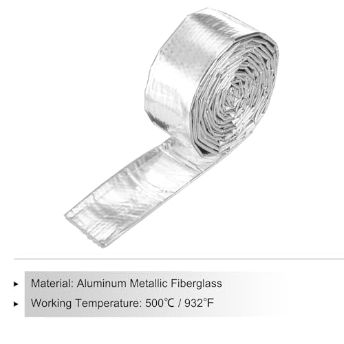 MECCANIXITY Heat Shroud Aluminized Sleeving 3/4" ID x 5.9FT Aluminum Metallic Fiberglass Heat Shroud for Fuel Lines Cables Electrical Wiring - size: 3/4" ID x 5.9FT