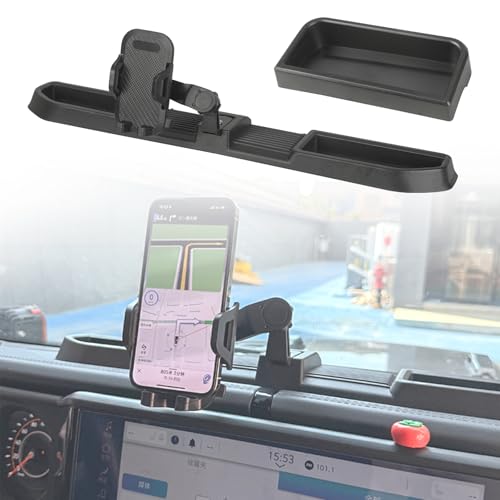 Upgraded 720-degree Rotatable Phone Mount for 2024 2025 2026 Jeep Wrangler JL JLU Gladiator JT (NOT for Wrangler 4XE) Phone Holder Dash Mount System Kit Accessories with Dashboard Tray Storage Box - size: Upgraded