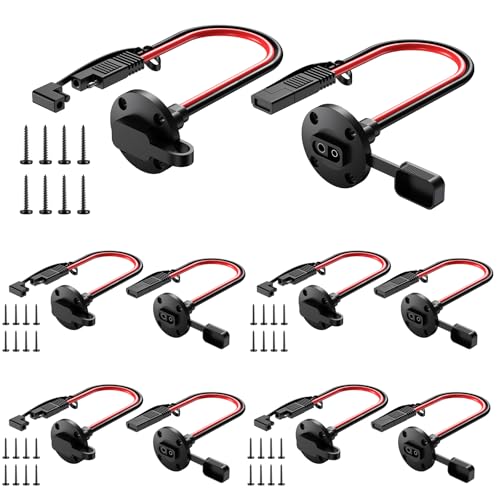 SAE Connector Power Socket Sidewall Port, 10AWG Cable Weatherproof Cable Quick Connect Panel Mount Universal Flush Mount Adapter for Solar Generator Battery Charger (5 Pairs) - size: 10AWG 5Pairs