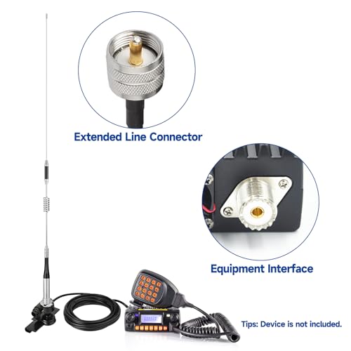Bingfu Vehicle Mobile Ham Radio Antenna VHF UHF 136-174MHz 400-470MHz - color: Lip Mount Antenna Kit 29.5inch