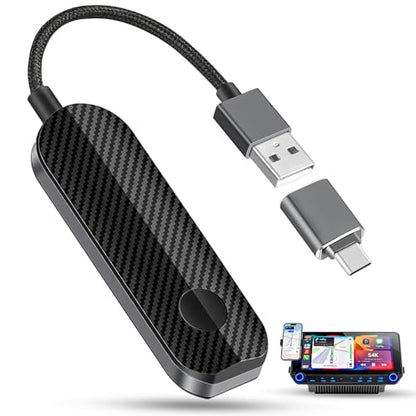 Wireless CarPlay Auto Adapter for Factory Wired Cars (2015-2026), Plug & Play CarPlay Dongle Converts Wired to Wireless, Fast Auto Reconnect, Dual Band 5GHz, USB A & USB C Compatible