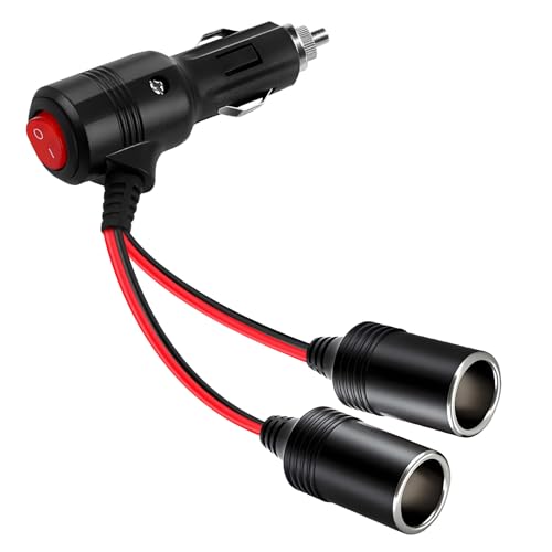 Herfair Car Cigarette Lighter Splitter,2-Socket Cigarette Lighter Adapter Extension Plug Cord