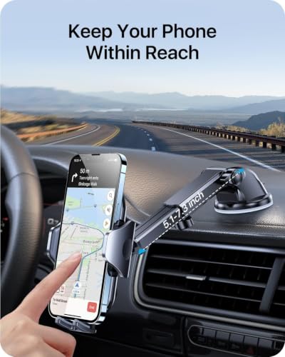 andobil Car Phone Holder, 2026 Military-Grade 89lbs Strongest Suction Phone Holders for Your Car Dashboard/Windshield/Vent Easy Clamp Car Phone Mount Stand for iPhone 17 16 15 14 13 Pro Max Samsung - color: Black