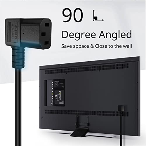 TNP Universal 90 Degree Power Cord NEMA 5-15P to IEC320 C13 Power Cord UL 15A 125V 18AWG Right Angle Computer Power Cable Heavy Duty NEMA to IEC Cable Plug for TV, PC, Computer, Printer (15 Ft, Black) - size: 15FT