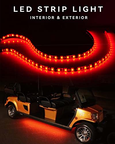 Keiurot 12V Led Light Strip for Cars 24Inch Connectable & Waterproof, 4Pack - color: Red Led Strip 24" Connectable