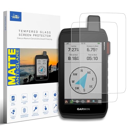 [2-PACK] Anti Glare 9H Tempered Glass Screen Protector for Garmin Montana 700 700i 710 710i 750i 760i Rugged Handheld GPS Navigator 5 Inch Touchscreen Anti Scratch (Matte) - color: 2xGlass - Matte