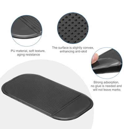 HARFINGTON 7pcs Car Dashboard Anti-Slip Mat 5.5" x 3" Universal Sticky Dash Pad Washable Reusable Car Non-Slip Mats for Phone Keys Sunglasses Electronic Devices, Black - color: Black