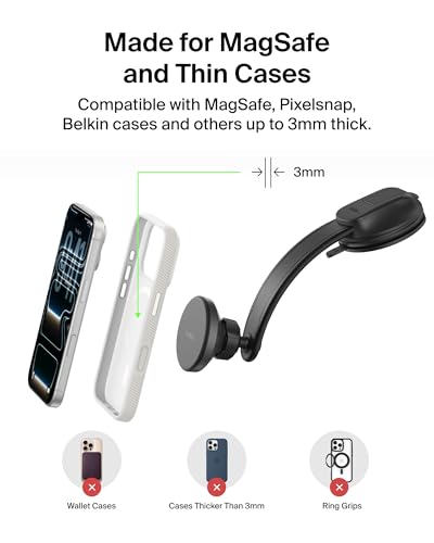 Belkin Qi2 15W Magnetic Wireless Dash Mount, Fast Charging Car Charger - style: Dash Mount