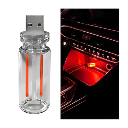 Car Retro Atmosphere Light, Mini Plug-in Touch Control USB Vehicle Glass Bottle LED Night Light, Portable Automotive Interior Ambient Lamp, Universal for Truck SUV Sedan (Red) - color: Red