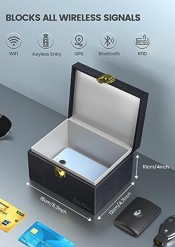 Samfolk Faraday Box with Faraday Bags for Car Keys, Car Key Signal Blocking Box, Keyless Entry Car Key Safe Protector Car Alarm Anti-Theft Shielding Cage - size: Medium