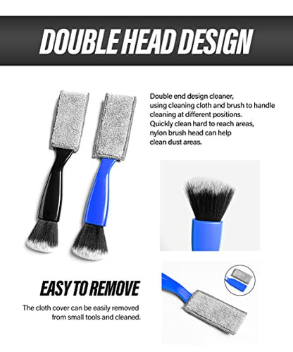 Universal 2 in 1 Duster for Car Clean,Car Bursh Tool,Double Head Brush,Auto Interior Detailing Brush,Soft Car Interior Detailing Brush Dust Brush (Black) - color: Black
