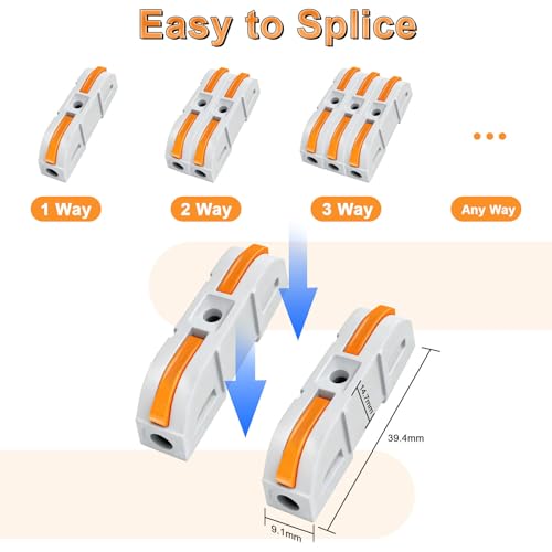 Greencycle 180PCS Lever Wire Connectors, Quick Connect Push-in Wire Connectors, 1 in 1 Out Inline Electrical Wire Splice Terminals for 24–12 AWG Solid & Stranded Wire, Compact & Reusable - size: 180PCS, style: 1IN 1OUT