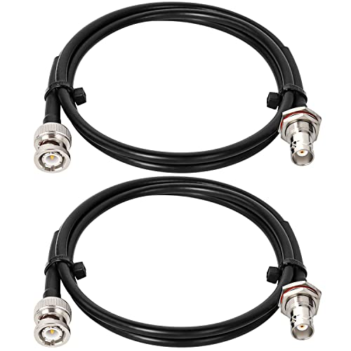 MOOKEERF 2PCS 50 ohm RG58 BNC Male to Female Coax Cable - 3FT Low Loss Antenna Extension for CB Radio, VHF Ham Radio, Wireless Microphone, CCTV, Amateur Radio - size: 3FT