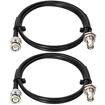 MOOKEERF 2PCS 50 ohm RG58 BNC Male to Female Coax Cable - 3FT Low Loss Antenna Extension for CB Radio, VHF Ham Radio, Wireless Microphone, CCTV, Amateur Radio - size: 3FT