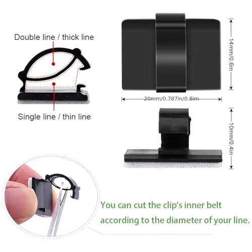 30 Pack Self-Adhesive Cable Clips, Black Plastic Wire Holder Cord Organizer for Car Dashboard, GPS, USB Cable Management