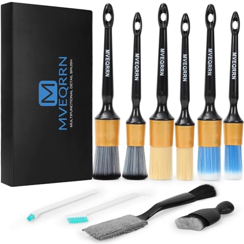 MVEQRRN 10PCS Car Detailing Brush Set,Boars Hair Detail Brush Kit(Gold) - color: 10pcs detail brush gold