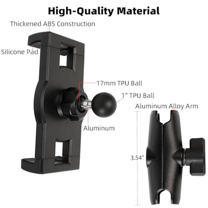 Tablet Holder with Medium Aluminum Arm for RAM Mounts, 1" Ball Clip Mount for 5-13" Tablets iPad Pro 12.9 Air Mini, Compatible with 1" B Size Truck Car Vehicle Mounts - size: Tablet Holder w 3.54" Arm