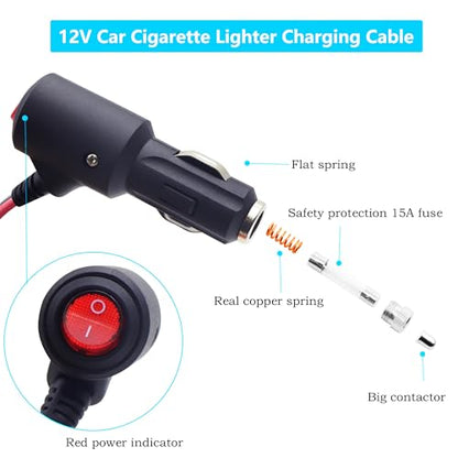 Dual Cigarette Lighter Plug Splitter with Switch,12V/24V 1 to 3 Car Cigarette Lighter Splitter Adapter, 3 Way Cigarette Lighter Male to Female Extension Cable with 15A Fuse (1 to 3) - style: 1 to 3