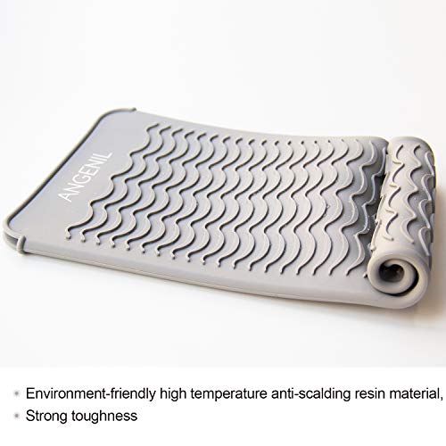 ANGENIL Professional Silicone Heat Resistant Mat Pouch for Hair Straightener, Curling Iron and Flat Iron, Portable Travel Mat and Cover for Hair Styling Tools, Grey - color: Grey