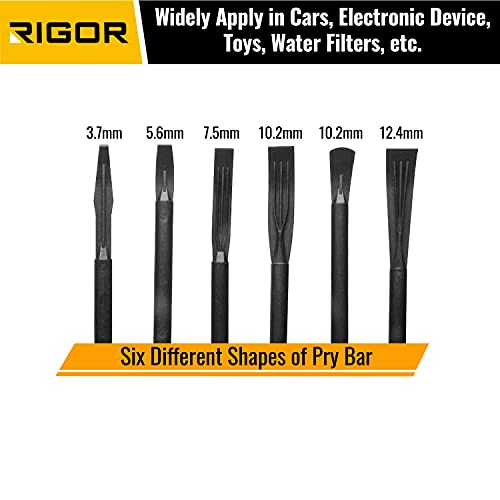 RIGOR 56001 Non-Marring Pick and Pry Bar Set, 6 PCS | Removal Lever Set | Replacing Gaskets, Oil Seals, O-Rings, Small Part