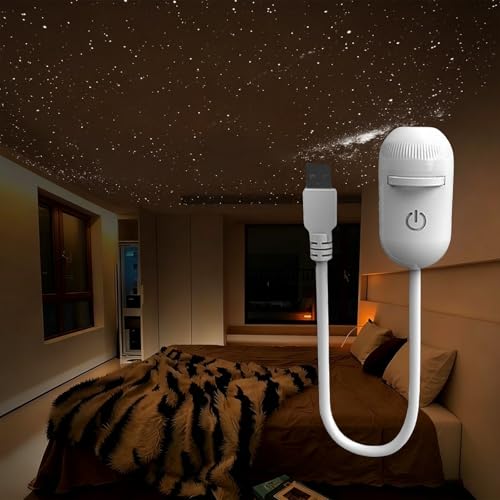 2-in-1 Projector Night Light,360° Rotatable Dimmable Galaxy Lamp with Sliding Projection Films,USB HD LED Starry Sky Milky Way Projector,Mood Light for Bedroom Car Ceiling Decor (3 Designs) - color: White-3Projector