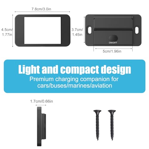 78W 12V USB Outlet Surface Mount Lightweight Dual USB C 30W and QC 3.0 18W Car USB Port, 12 Volt USB Cigarette Lighter Replacement Charger Socket Panel with Button Switch for RV Bus Marine Motorcycle - color: pack of one
