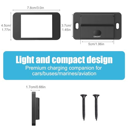 78W 12V USB Outlet Surface Mount Lightweight Dual USB C 30W and QC 3.0 18W Car USB Port, 12 Volt USB Cigarette Lighter Replacement Charger Socket Panel with Button Switch for RV Bus Marine Motorcycle - color: pack of one