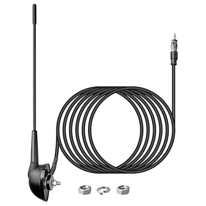 Anina 23cm (9 Inch) AM/FM Universal Short Antenna for Car Truck Motorcycle Boat, M6 Screw Top/Side Mount Replacement Radio Aerial Mast with 60° Adjustable Base & 2M Cable, Black