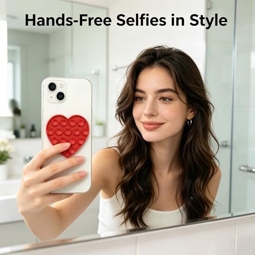 2Pcs Heart-Shaped Suction Phone Grips, Hands-Free Wall Mounts - color: 2 PCS Y2K Suction Phone Grip