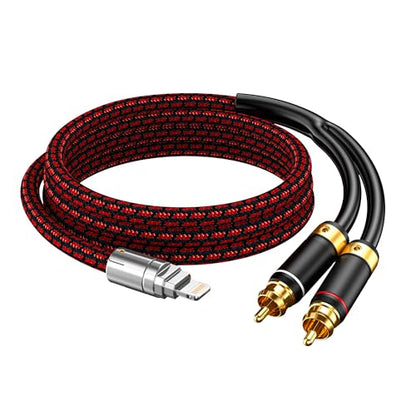 Audiophile Lighting to 2 RCA Cable -3.2FT Audio Aux Adapter 2 Male RCA Y Splitter Aux Cord Compatible with iPhone 14 13 12 11 Pro XS XR X 8 7 for Home Theater Speaker Amplifier Car etc - size: 3.2 ft, style: Lightning to 2RCA