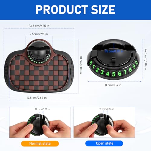 Multifunction Car Anti Slip Mat, 360° Rotatable Phone Holder Dashboard Pad with Temporary Parking Number, Organizer for Phone Sunglasses Keys (Black and Brown Plaid) - color: Black and brown plaid