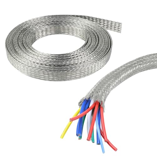 Tinned Copper Braid Cable Wire Shielding Sleeve 1/2 in Wide(0.32 ID)-28ft - size: 1/2 in Wide(0.32 in Dia)-28ft